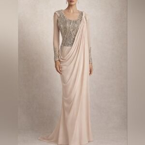 Gaurav Gupta Couture Embellished Blush Drape Gown – Retail $5,000 – Size S/M